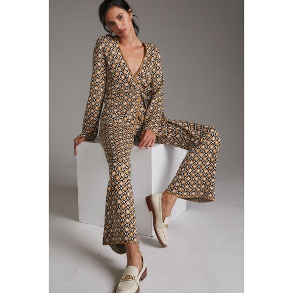 Anthropologie Pants - Anthropolgie Maeve Geo Jacquard Pant Set in Neutral Motif Pant Set Size‎ XS Boho